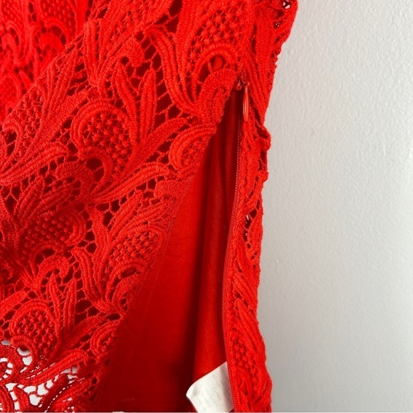 Talbots Lace Crochet Pom Cotton Short Sleeve Top Size 10 Vermilion - Picture 11 of 14